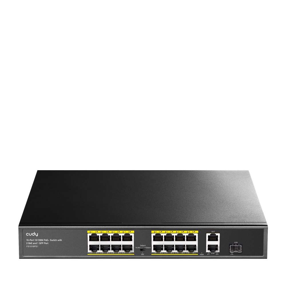 Cudy FS1018PS1 Switch di Rete 16 Porte Fast Ethernet (10/100) con PoE, Alimentatore 200W, Montaggio Rack