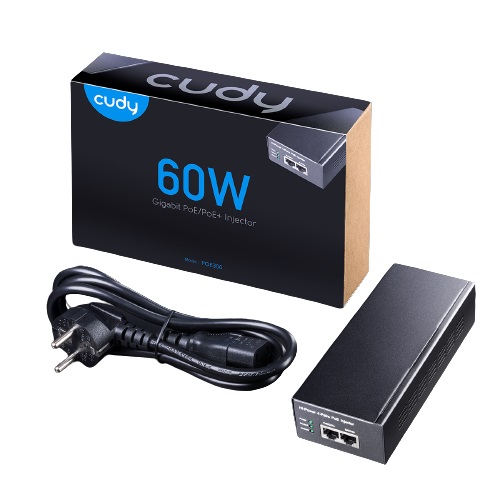 Cudy POE300 Iniettore PoE Gigabit 60W - Compatibile IEEE 802.3af/802.3at, RJ-45 10/100/1000Mbps, Compatto ed Economico