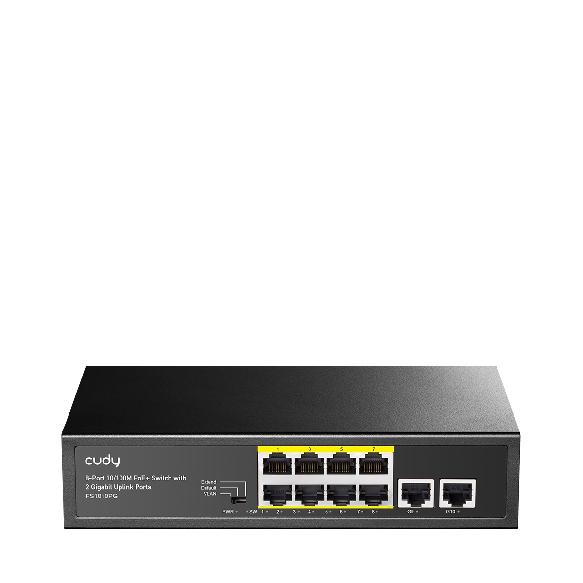 Cudy FS1010PG Switch di rete PoE 10 Porte 10/100Mbps con 8 Porte PoE e 2 Porte Uplink, 120W, Modalità Extend/VLAN, Fanless