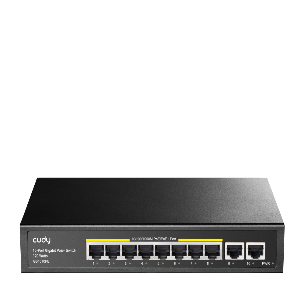 Cudy GS1010PE Switch di Rete Gigabit Ethernet 10 Porte (10/100/1000) con Supporto Power over Ethernet (PoE) e Montaggio Rack/Parete - 120W