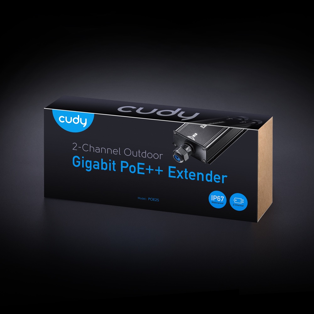 Cudy Estensore PoE Gigabit da Esterno IP67 a 2 Canali - Ripetitore/Amplificatore 10/100/1000 Mbps
