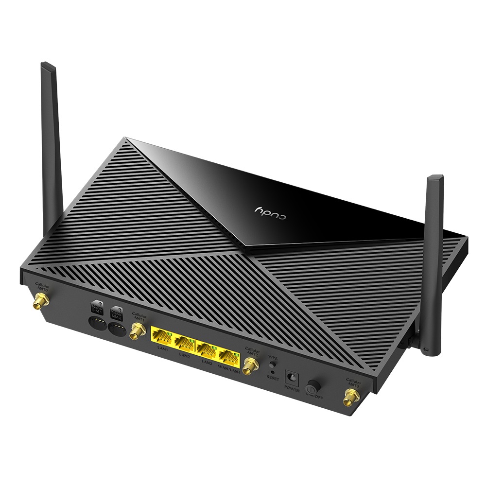 Cudy P5 Router Wireless Gigabit Ethernet Dual-band (2.4 GHz/5 GHz) 5G Nero - Wi-Fi 6, Doppio Slot Nano SIM, 4 Porte Gigabit