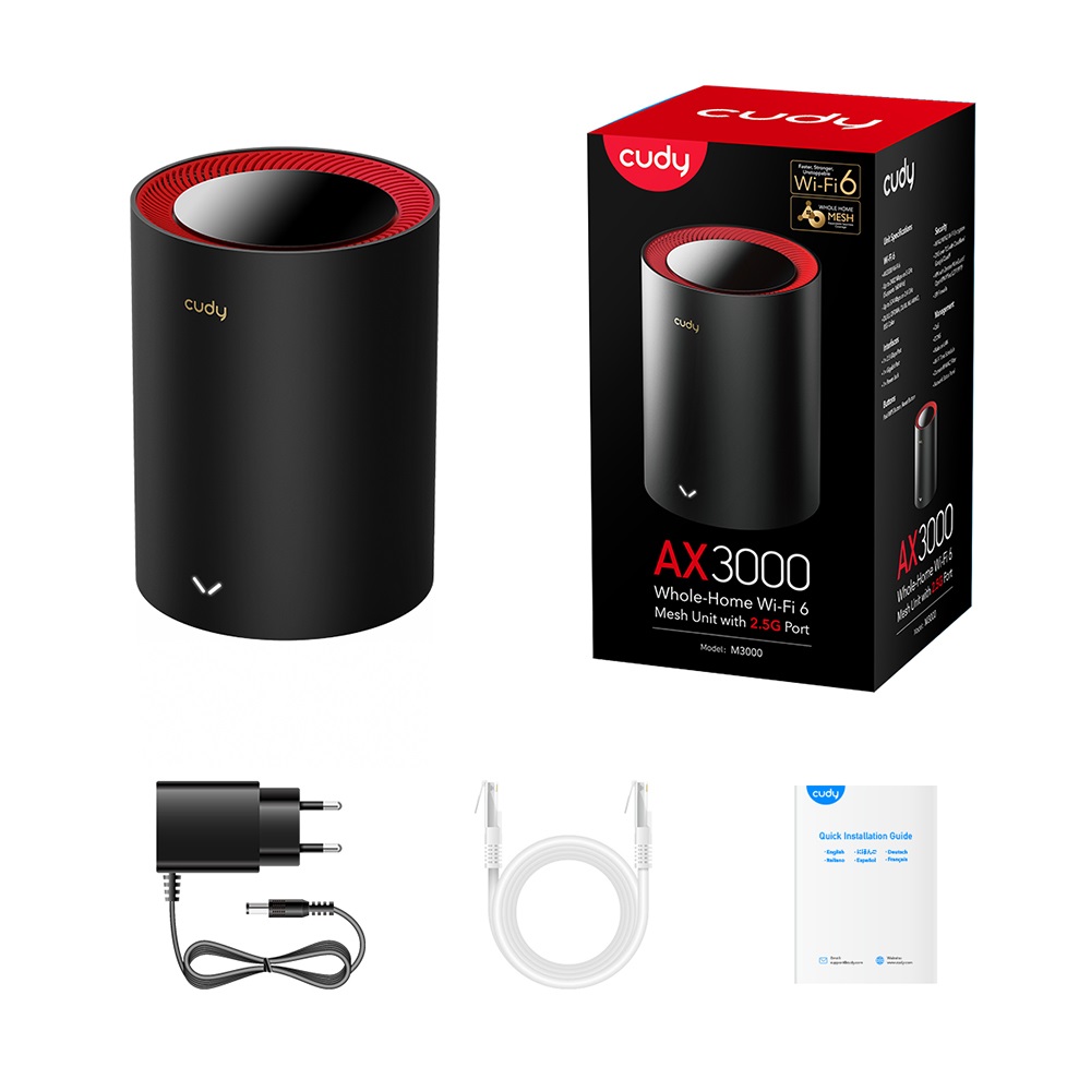 Cudy AX3000 Sistema Mesh Wi-Fi 6 Dual-band (2.4 GHz/5 GHz) con Porta WAN 2.5G - Copertura fino a 232 m²