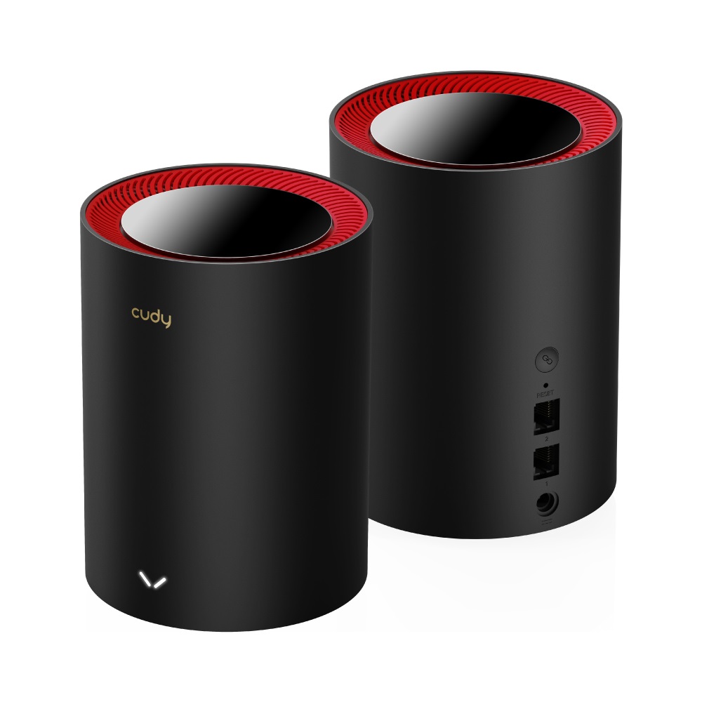 Cudy M3000 2-Pack Sistema Mesh Dual-band Wi-Fi 6 (802.11ax) Interno, Nero e Rosso, Fino a 445 m²
