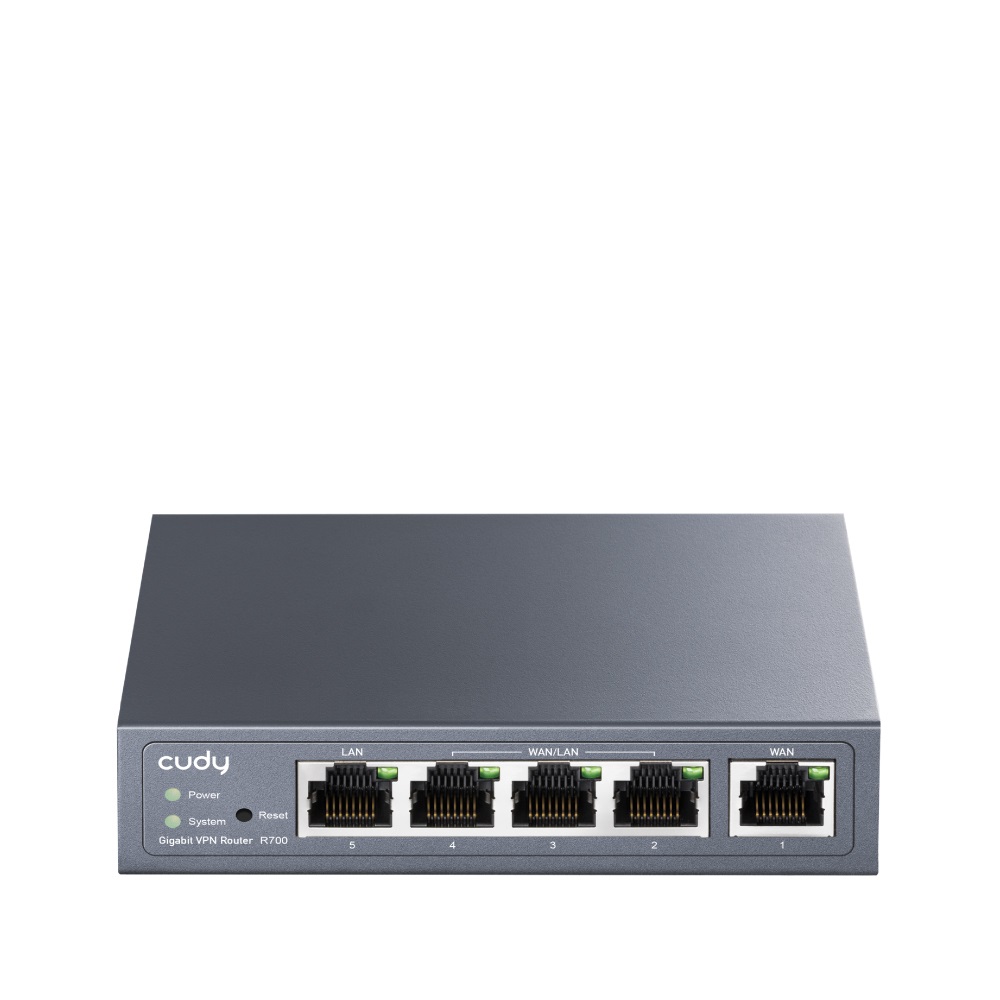 Cudy R700 Router VPN Multi-WAN Gigabit con Fino a 4 Porte WAN, Bilanciamento del Carico e Protezione Fulmine, Grigio