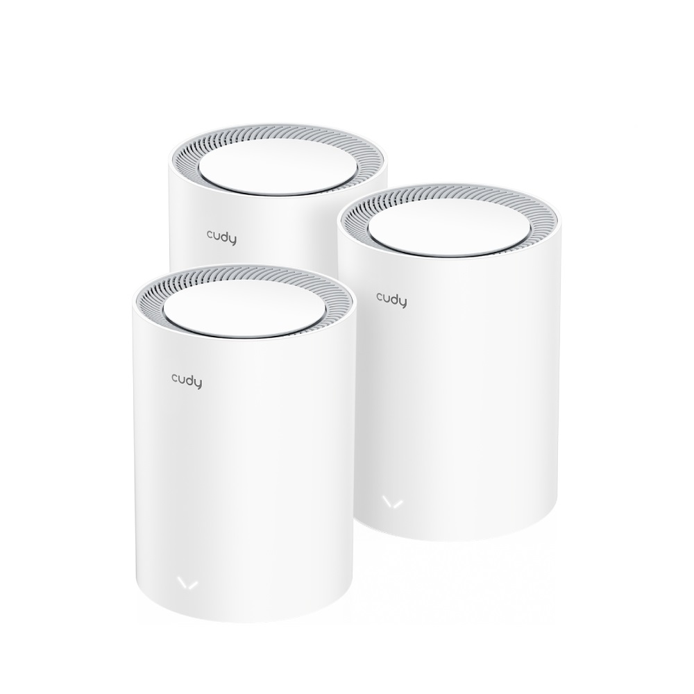 Cudy M3000 3-Pack Sistema Wi-Fi Mesh Dual-band (2.4 GHz/5 GHz) Wi-Fi 6 (802.11ax) Grigio e Bianco, Interno, Copertura fino a 603,8 m²