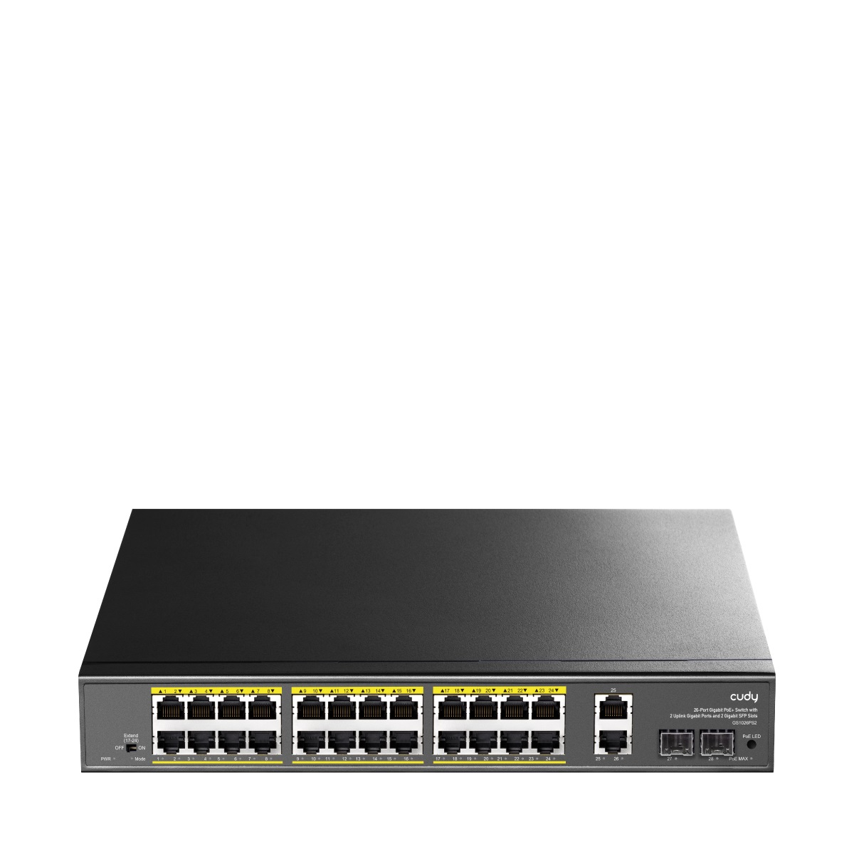 Cudy GS1026PS2 Switch PoE non gestito 24 porte Gigabit Ethernet, 300 W, 2 porte Uplink SFP, supporto VLAN, montaggio rack 19