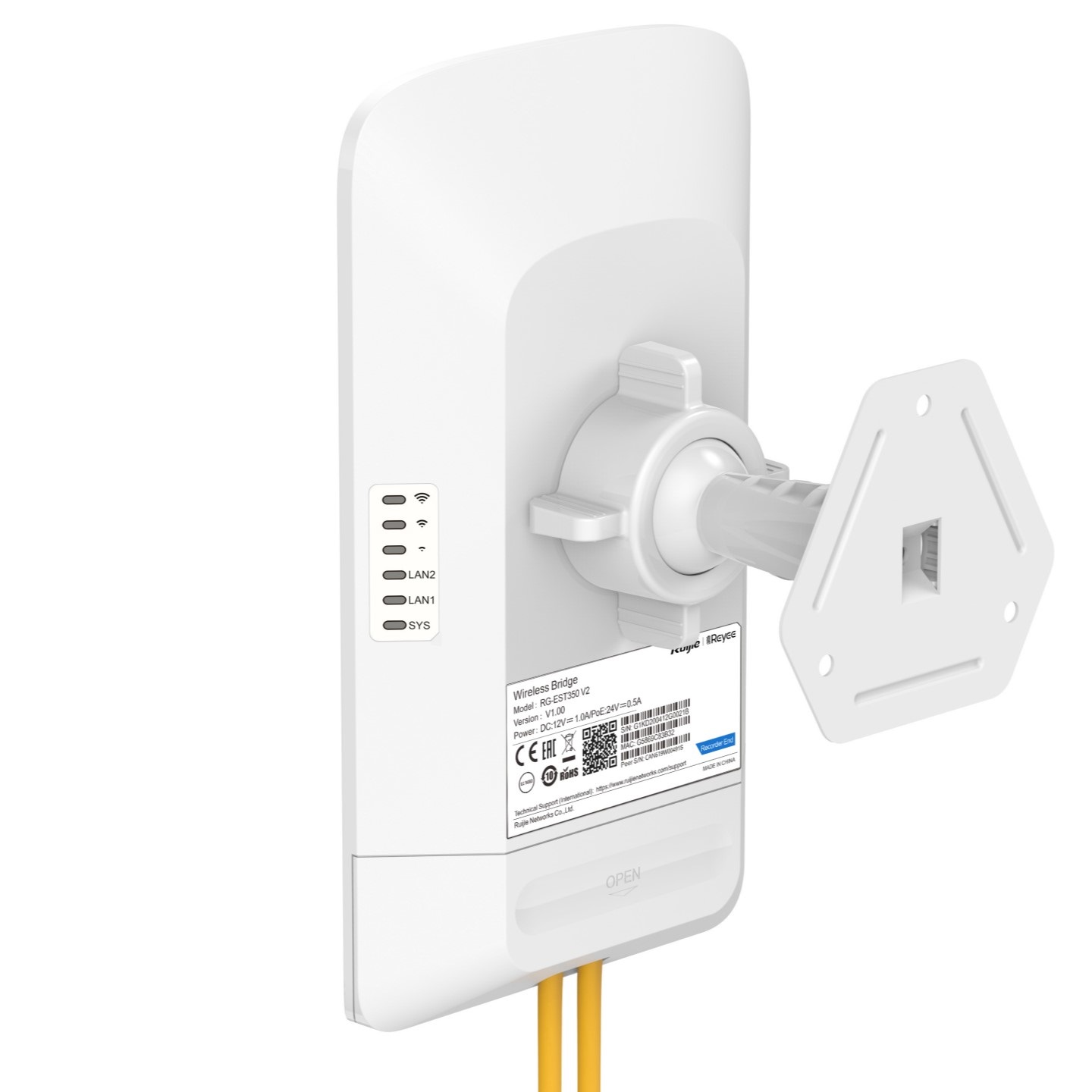 Ruijie Networks RG-EST350 V2 Punto Accesso WLAN 867 Mbit/s 5 GHz Bianco con Supporto Power over Ethernet (PoE) e Antenna Direzionale 15 dBi