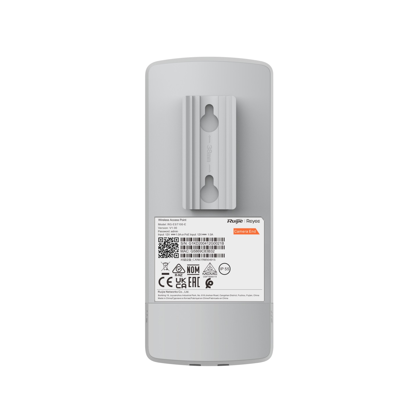 Ruijie RG-EST100-E Punto di Accesso WLAN Bianco Dual Band Wi-Fi 4 300 Mbit/s con Power over Ethernet (PoE) e IP55