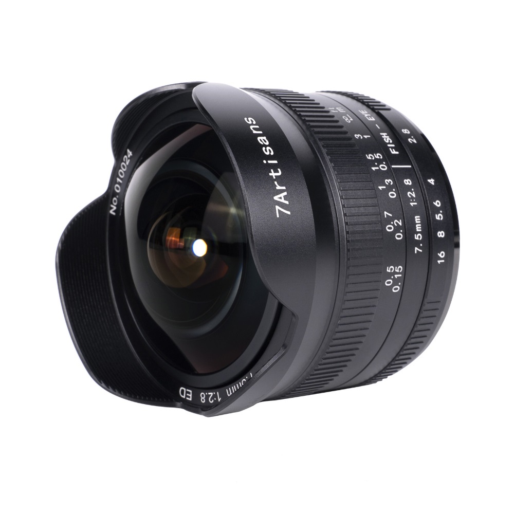 7artisans Obiettivo Fisheye 7,5 mm f/2,8 Mark II per Sony E Mount - Angolo di vista 190°, copriobiettivi inclusi