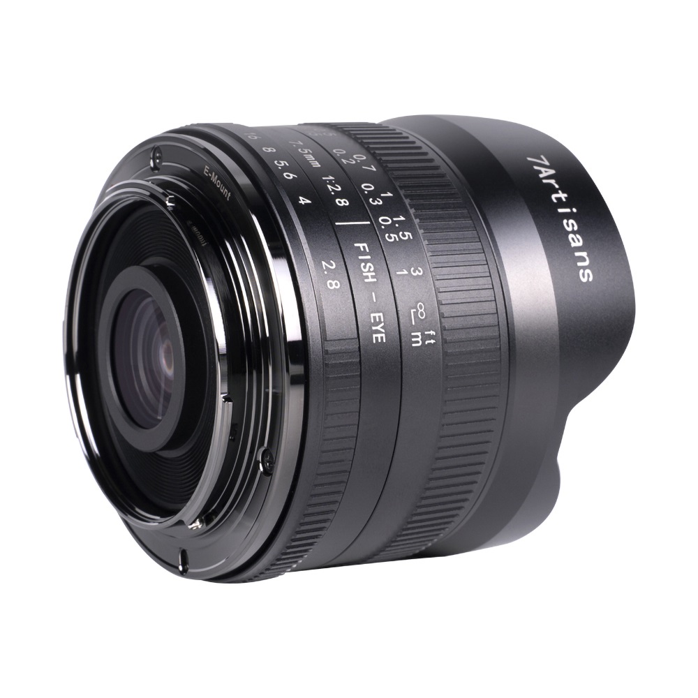 7artisans Obiettivo Fisheye 7,5 mm f/2,8 Mark II per Sony E Mount - Angolo di vista 190°, copriobiettivi inclusi