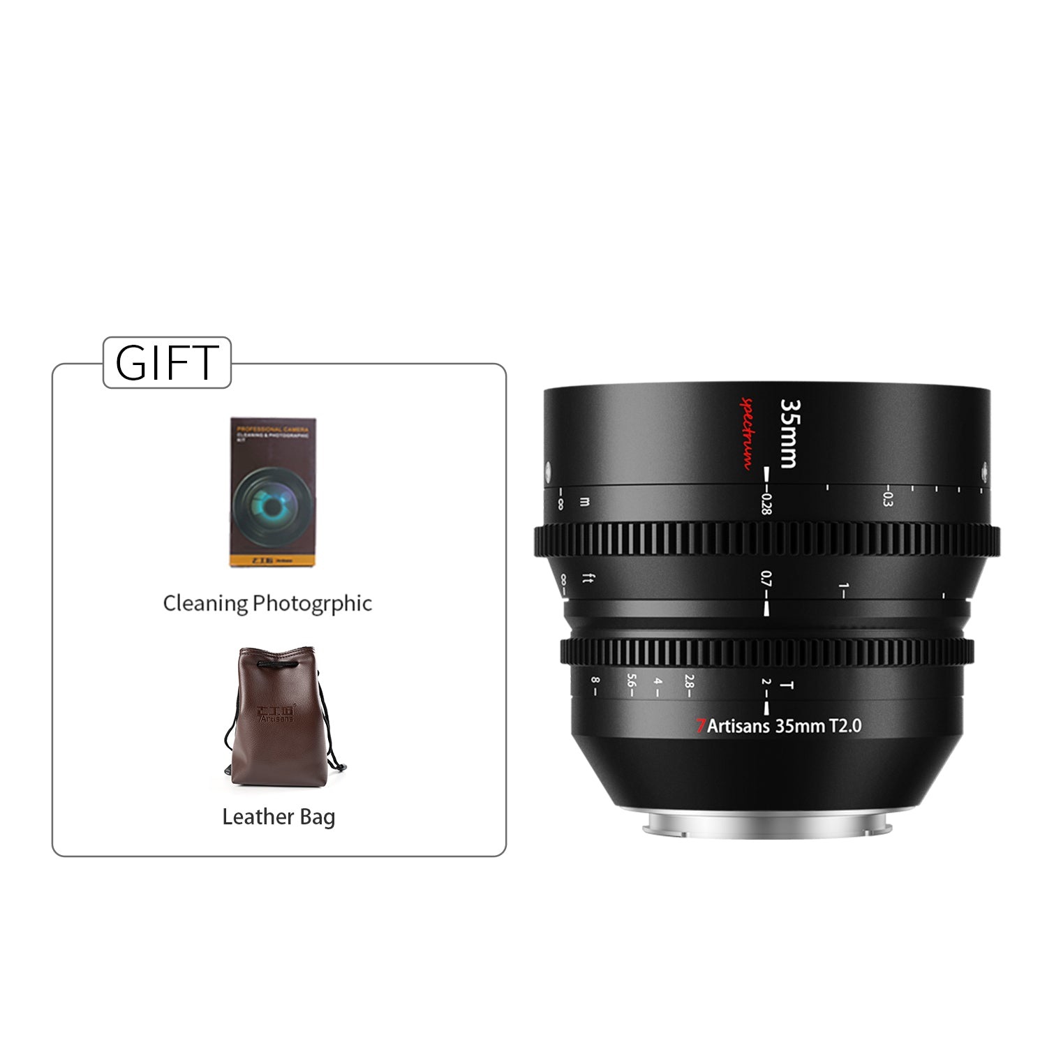 7Artisans Obiettivo Cine 35mm T2.0 per Sony E-Mount - Full Frame, Apertura Massima T2.0, Ottimizzato per Scarsa Illuminazione