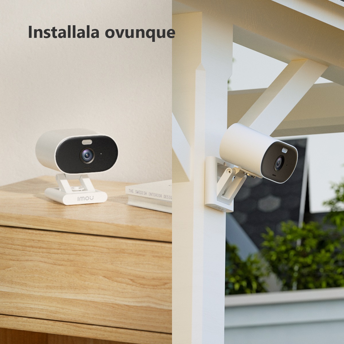 Imou Versa Telecamera di Sicurezza 2MP Wi-Fi Bianco per Interno/Esterno con Sirena, Faretto e Rilevamento Persone
