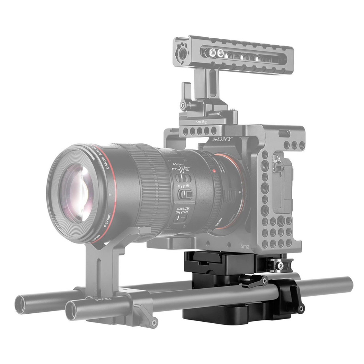 SmallRig 2092 Piastra di Base Universale per Rotaia da 15 mm - Compatibile con DSLR e Telecamere Sony, Panasonic, Fujifilm X-12 e BlackMagic