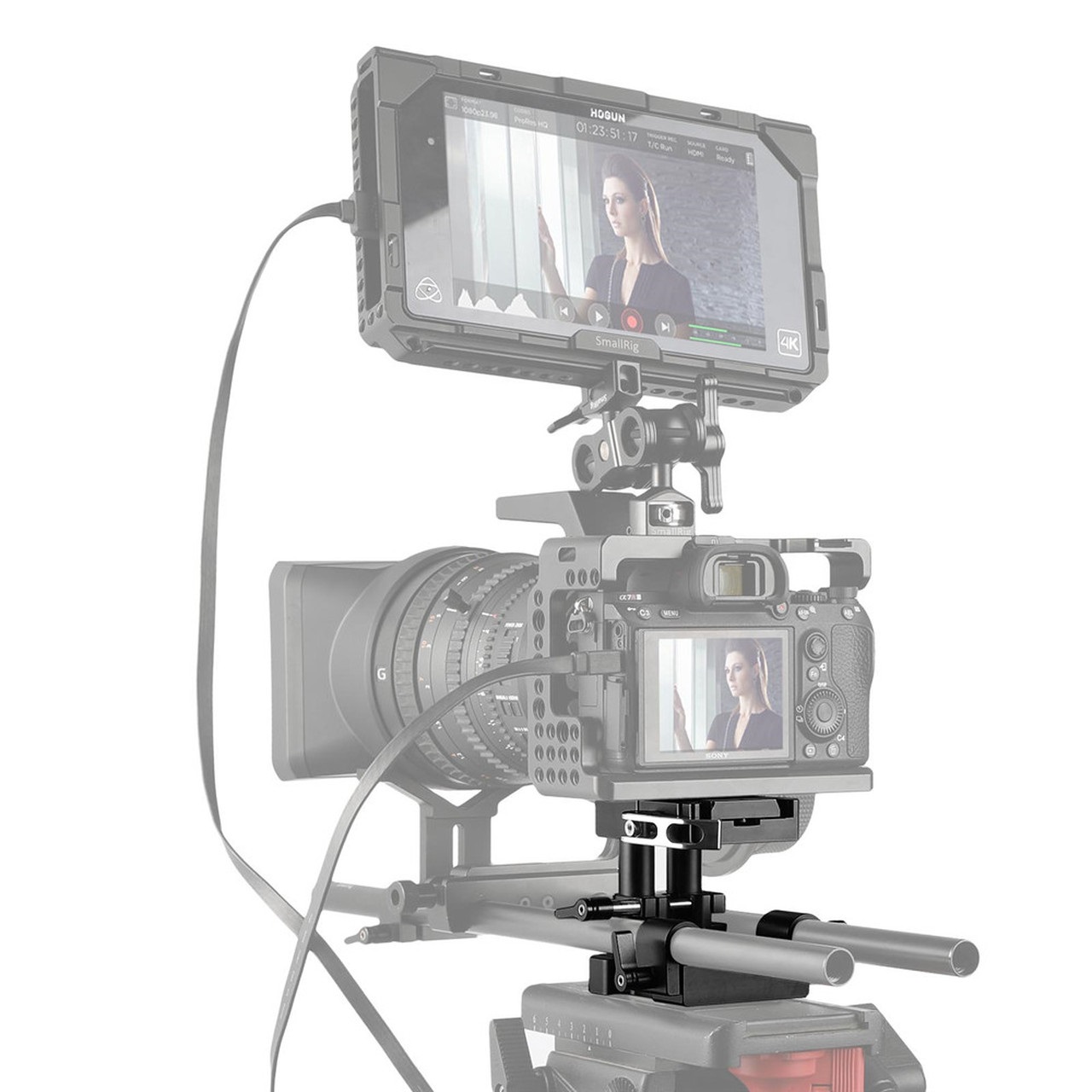 SmallRig 2092 Piastra di Base Universale per Rotaia da 15 mm - Compatibile con DSLR e Telecamere Sony, Panasonic, Fujifilm X-12 e BlackMagic