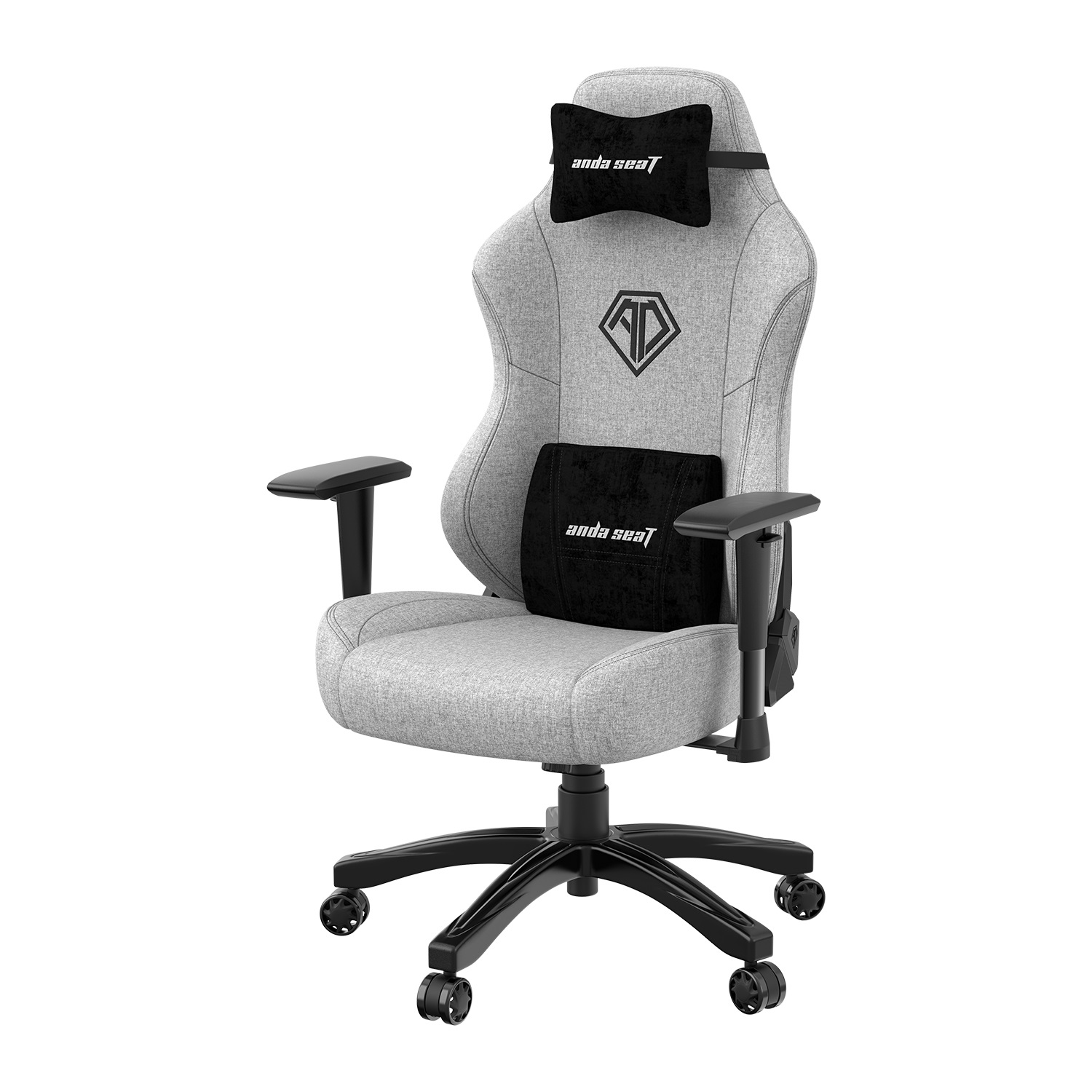 Anda Seat Phantom 3 Sedia Gaming Ergonomica in Tessuto Grigio - Poltrona Reclinabile con Supporto Lombare e Braccioli Regolabili, Design Stile Racing