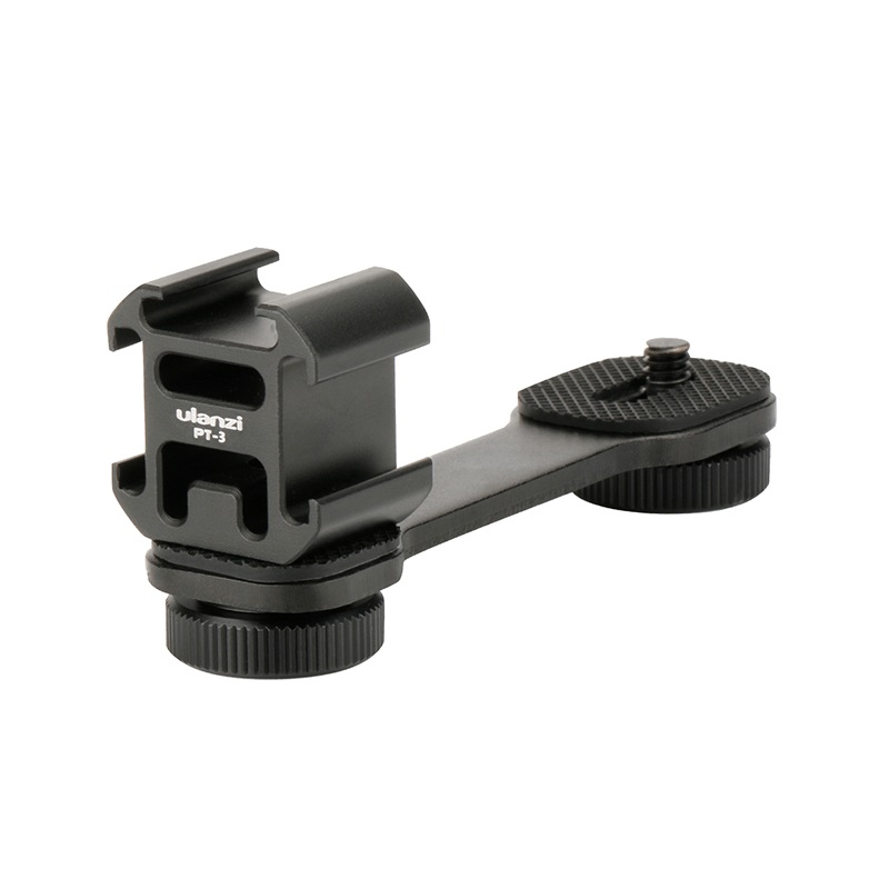 Ulanzi PT-3 Supporto Triplo a Slitta Fredda in Alluminio con Barra di Estensione per Gimbal e Smartphone