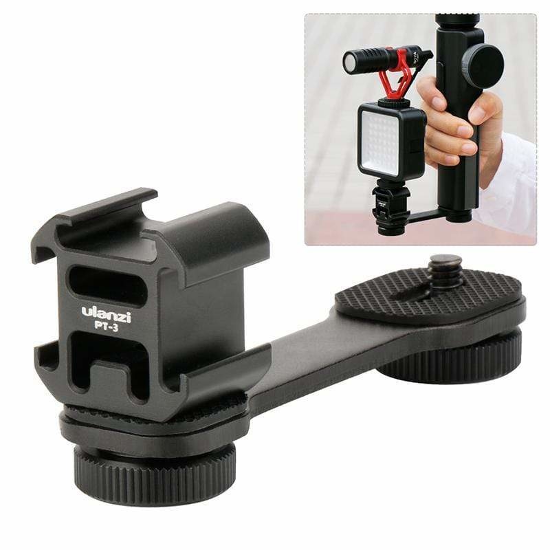 Ulanzi PT-3 Supporto Triplo a Slitta Fredda in Alluminio con Barra di Estensione per Gimbal e Smartphone
