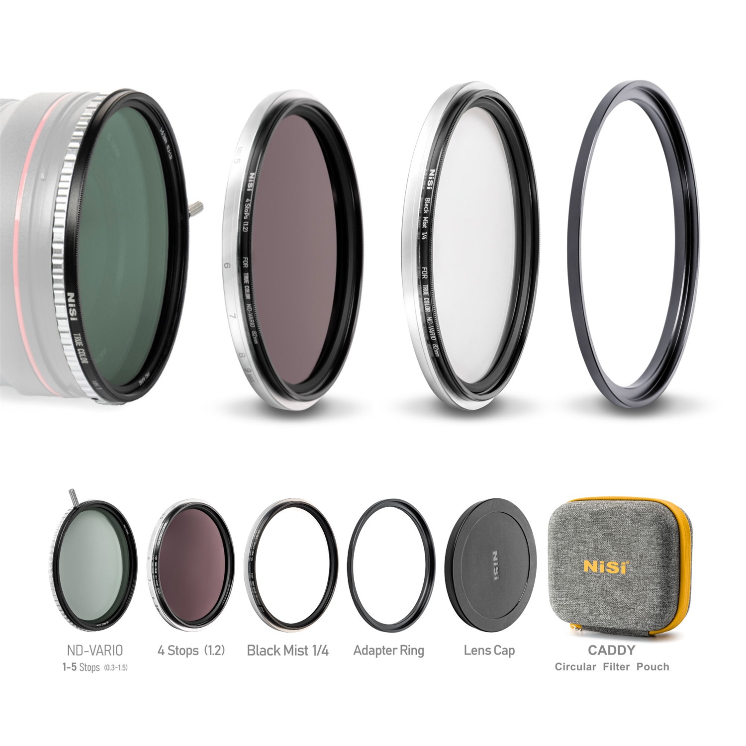 NiSi Swift VND Mist Kit 82mm - 1-5 Stops VND, ND16, Filtro Black Mist 1/4 per Video e Foto