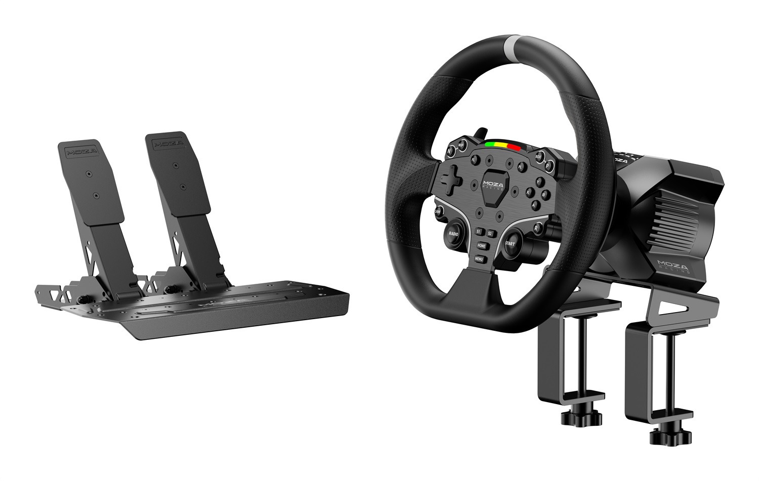 Moza Racing RS074 Volante da Gioco con Pedali per PC - Bluetooth/USB, Sterzo con Ritorno di Forza, Design Ergonomico