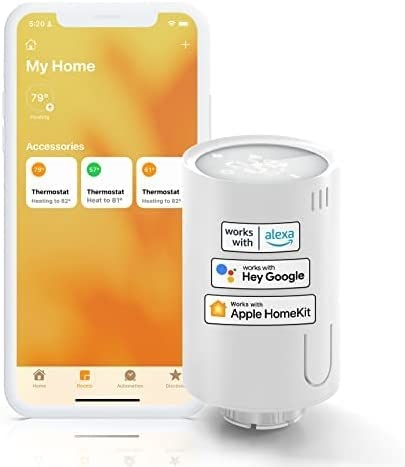 Meross MTS150H Kit Valvola Termostatica Smart RF con Hub Wi-Fi - Controllo Remoto, Compatibile con Apple HomeKit e Google Assistant