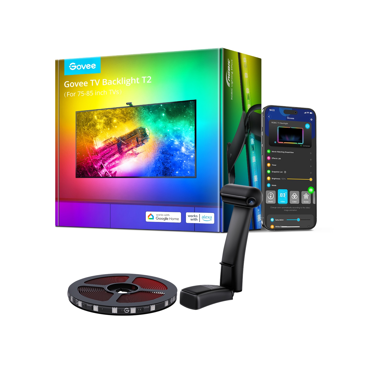 Govee H605C - Striscia luminosa LED RGB per TV 75-85 con Wi-Fi e controllo Bluetooth