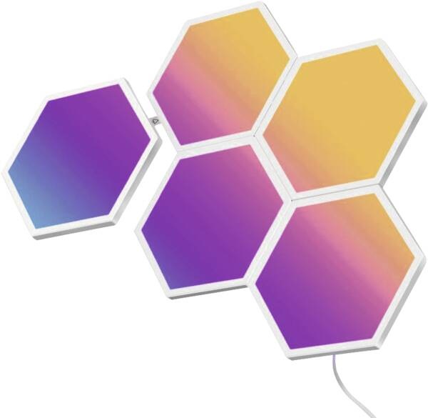 Govee Glide Hexa Light Panels - Pannelli Luminosi RGBIC (5 Pezzi) con Visualizzazione Multicolore