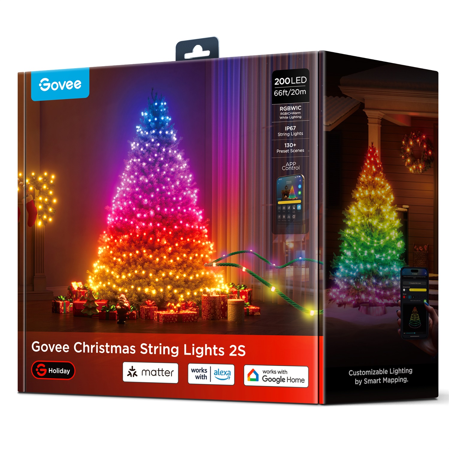 Govee H80C4 - Catena luminosa intelligente 20m Wi-Fi/Bluetooth, RGB, impermeabile e dimmerabile