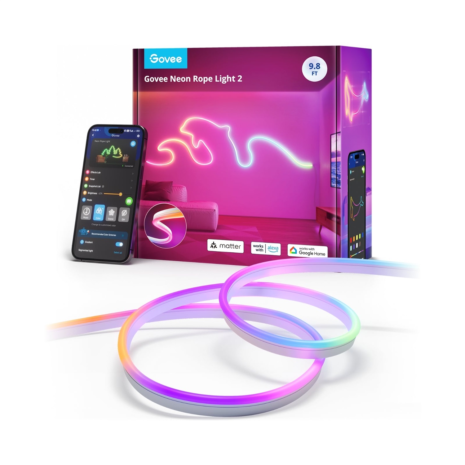 Govee Neon Lights 3m - Striscia LED Smart Compatibile con Matter, HomeKit, Google, Alexa e SmartThings
