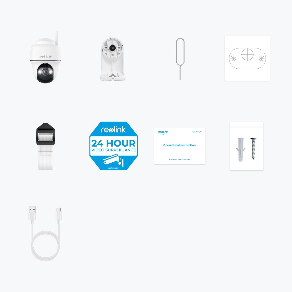 Reolink Argus Series B440 - Telecamera di Sicurezza IP 4K Wireless a Batteria per Interno ed Esterno, Montaggio a Soffitto, Colore Bianco, Fattore di Forma Cupola