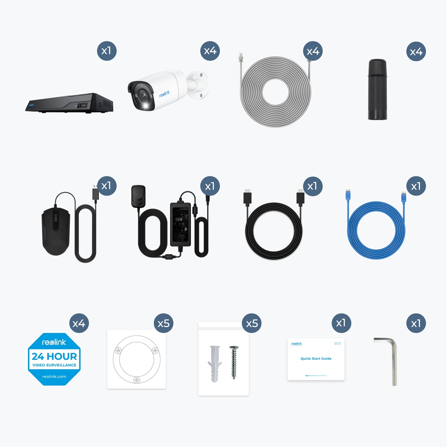 Reolink NVS8-8MB4 Kit di Videosorveglianza Cablato 8 Canali con HDD e RJ-45