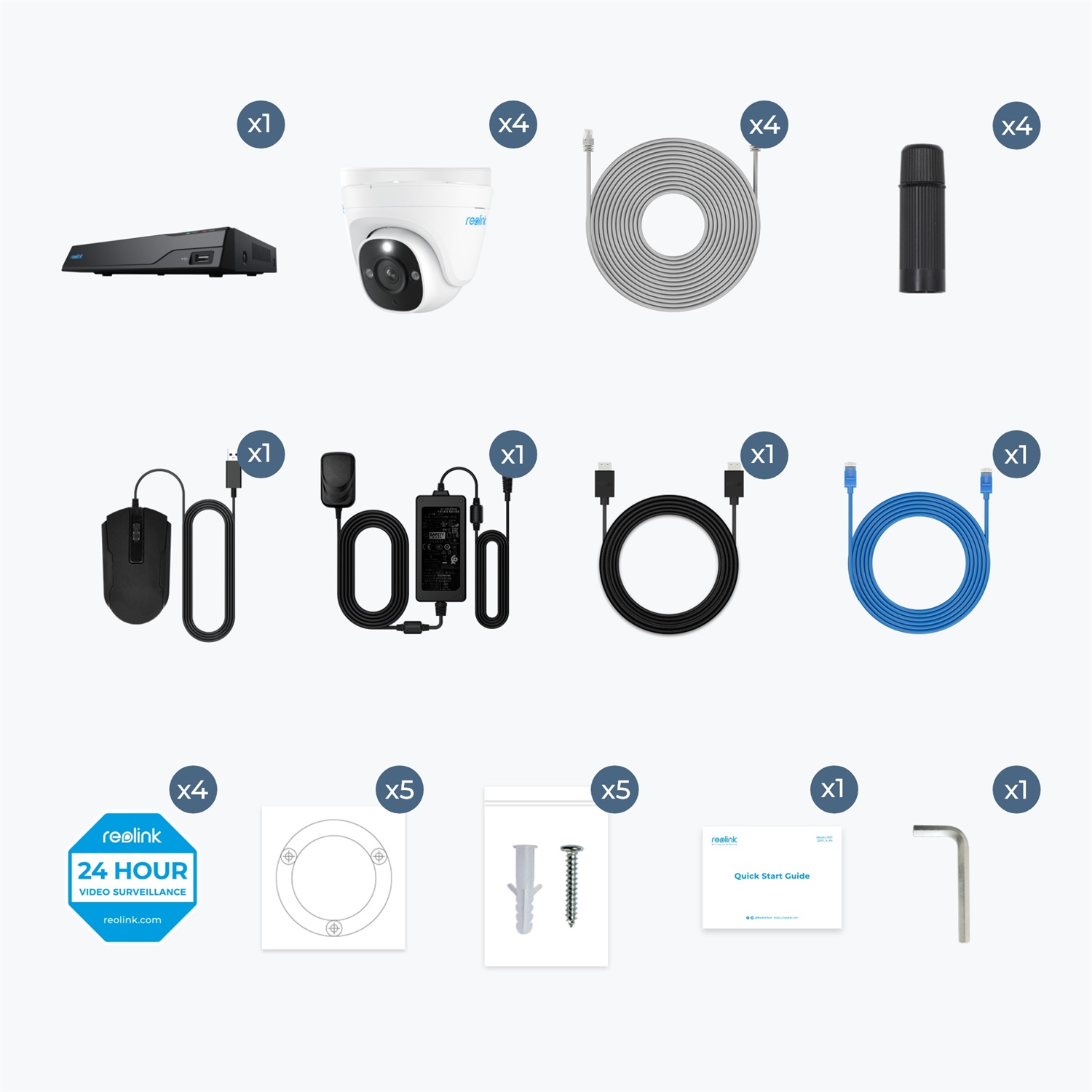 Reolink NVS8-8MD4 Kit di Videosorveglianza Cablato 8 Canali con Videocamera a Cupola e Interfaccia RJ-45