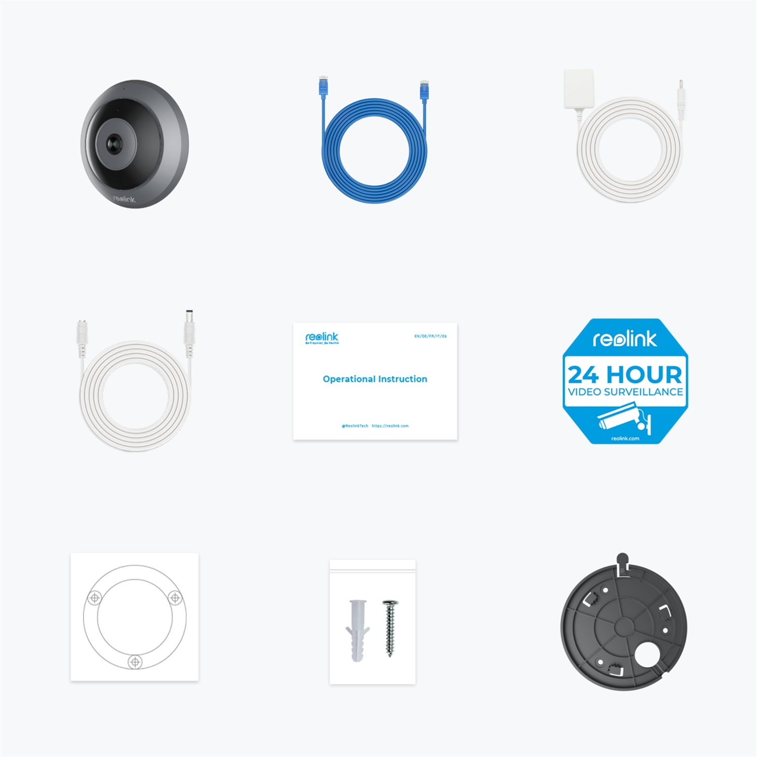 Reolink Fisheye Series W520 Telecamera di Sicurezza IP Interno 2560 x 2560 Pixel - Installazione Soffitto/Muro, Con e Senza Cavo, Compatibile con Google Assistant, Nero e Grigio