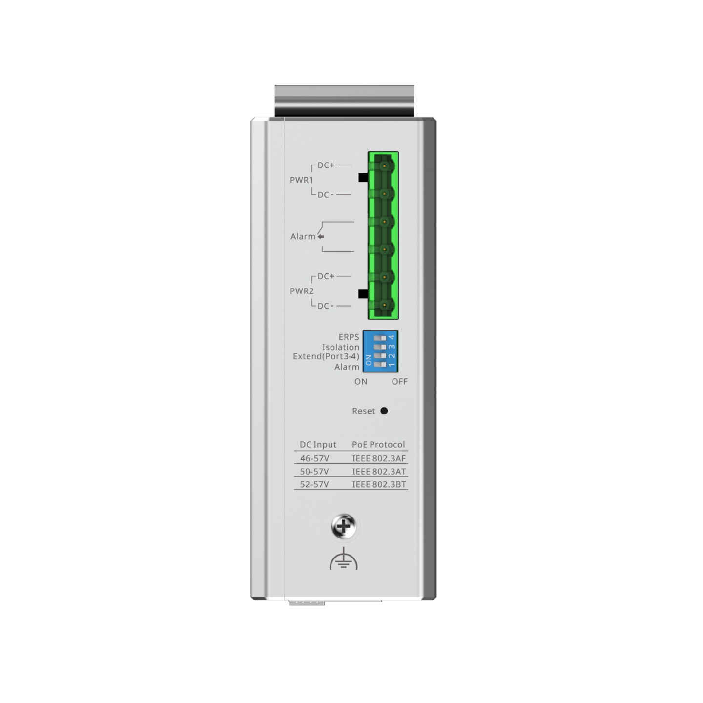Ruijiee REYEE Cloud Industrial Switch L2 Full Managed IP40 con 4 porte RJ45 Gigabit, 2 porte SFP, 3 porte POE e 1 porta POE