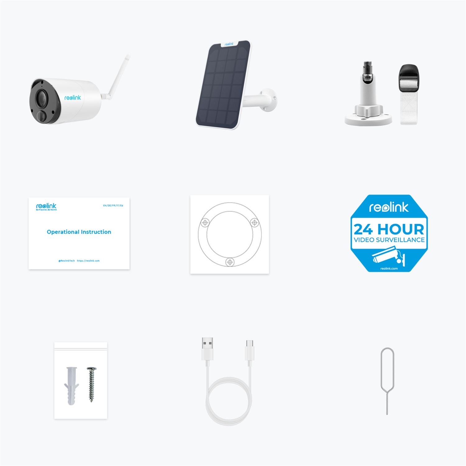 Reolink Argus Series B320 Telecamera di Sicurezza IP 3MP Wi-Fi a Batteria con Pannello Solare per Interno ed Esterno