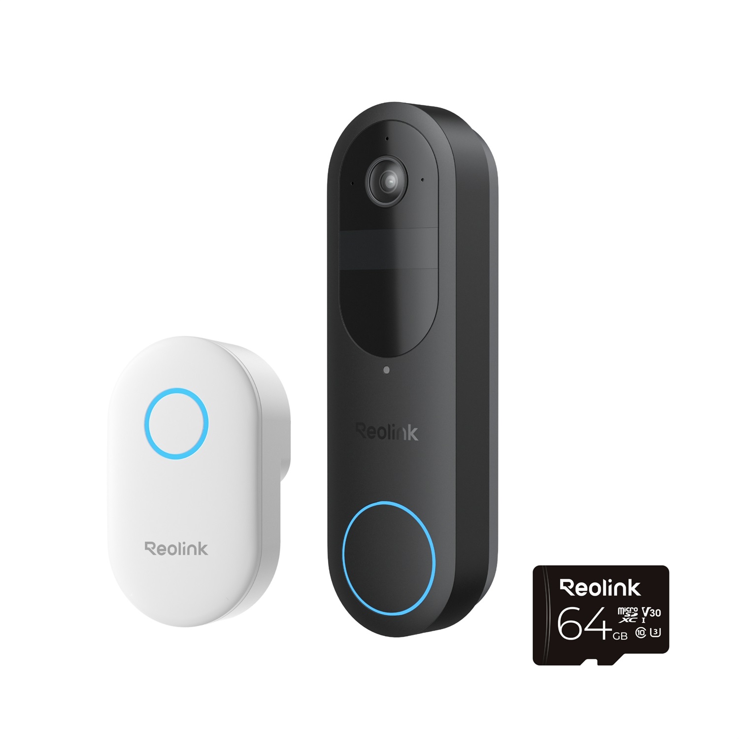 Reolink D340B Videocitofono Wi-Fi 4MP con Chime, Visione Notturna, 180° di Visuale e 64GB SD - Nero