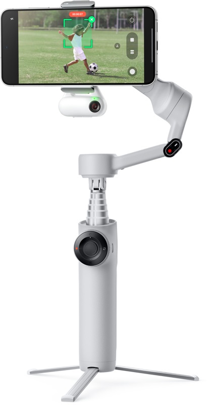 Insta360 Flow 2 - Gimbal telefonico AI pieghevole con treppiede, zoom attivo e monitoraggio multi-persona