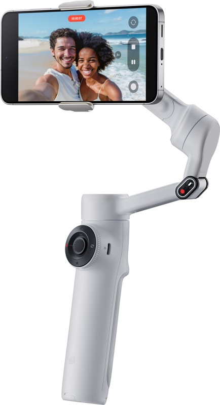 Insta360 Flow 2 - Gimbal telefonico AI pieghevole con treppiede, zoom attivo e monitoraggio multi-persona