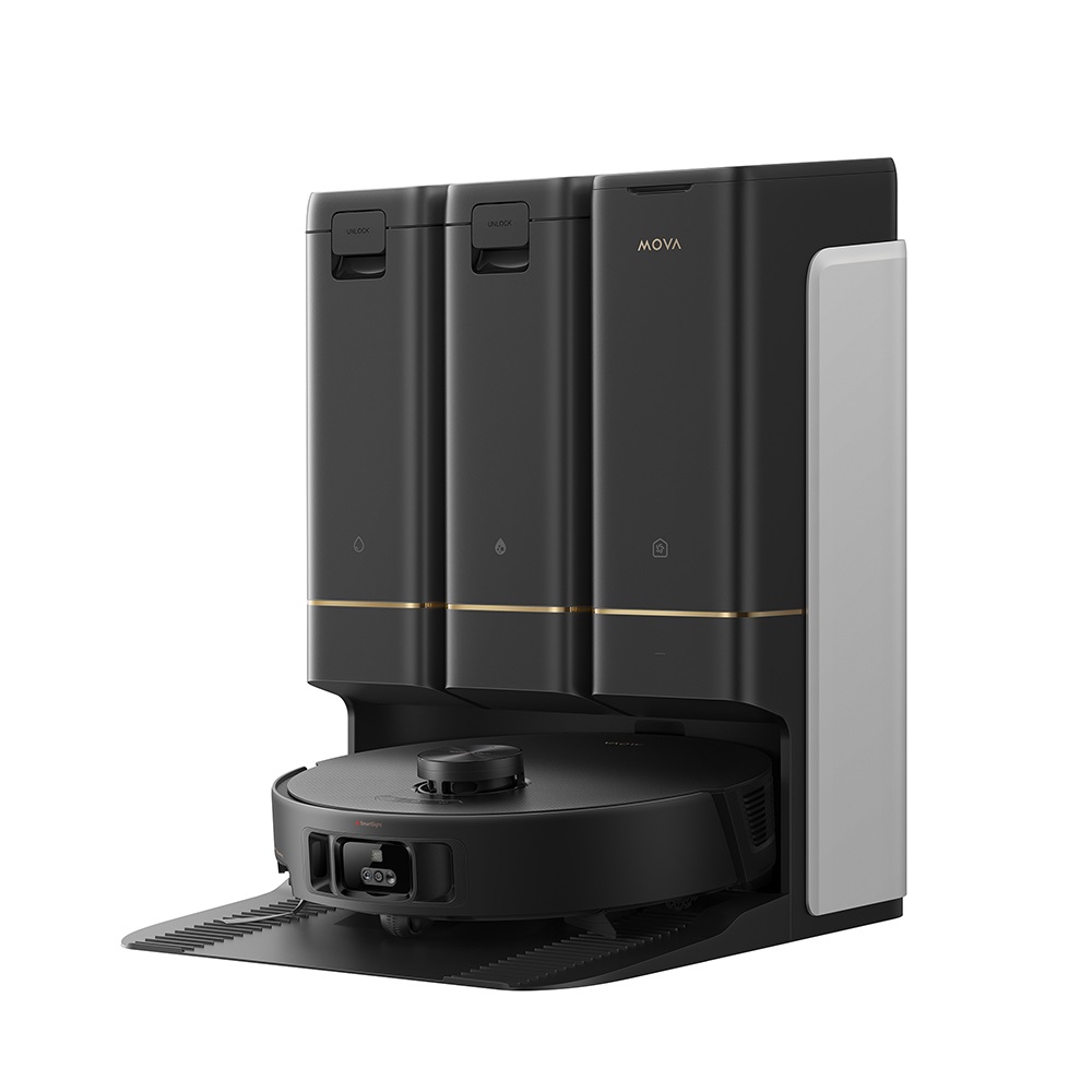 Dreame Mova Z50 Ultra Robot Aspirapolvere Lavapavimenti, 19000 Pa, Mocio a Rullo, Forza di Lavaggio 18N, Rilevamento AI dello Sporco, Pulizia con Acqua Calda a 75℃, Nero