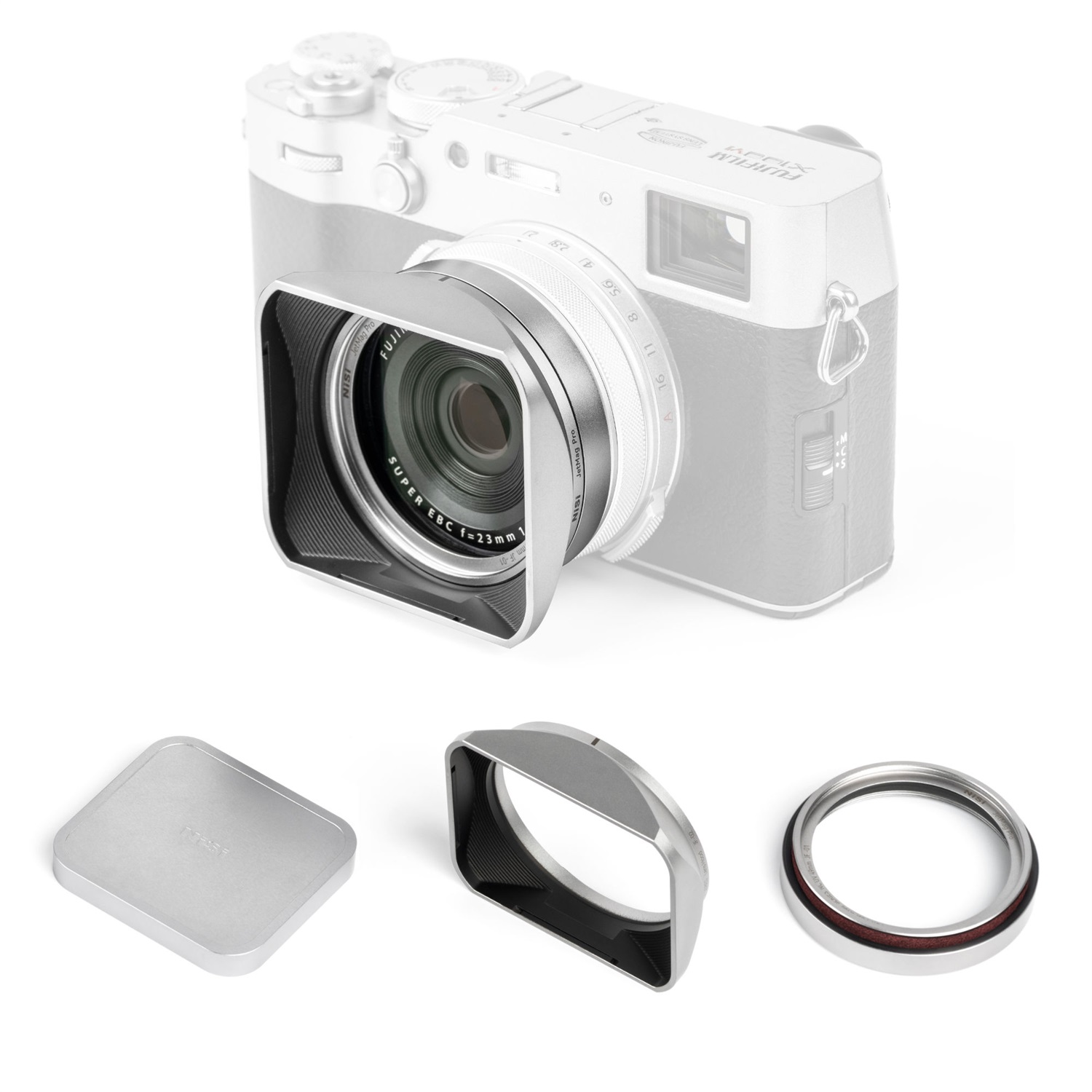 NiSi Kit Paraluce Magnetico Argento per Obiettivo Fujifilm X100 con Filtro UV e Tappo