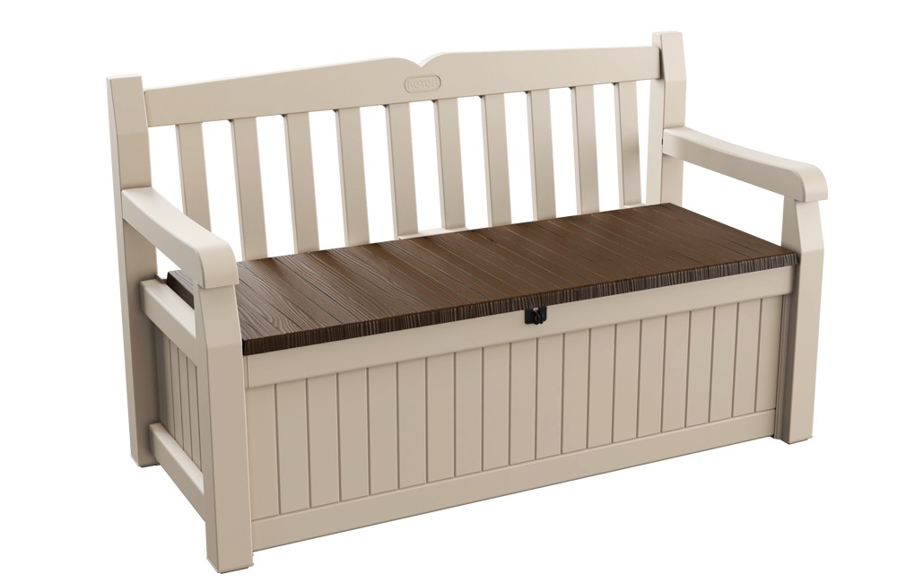 Keter Eden Panchina Contenitore in Resina Beige, 140x60x84 cm, 265 Litri
