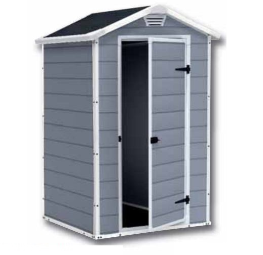 Keter Casetta da Giardino Manor 4x3 in Resina Grigia con Finitura Effetto Legno Graffiato - 129x103x196 cm