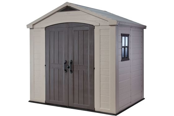 Keter Casetta da Giardino Factor 8x6 Beige - 256,5 x 182 x 243 cm, Doppia Anta, Resistente agli Agenti Atmosferici