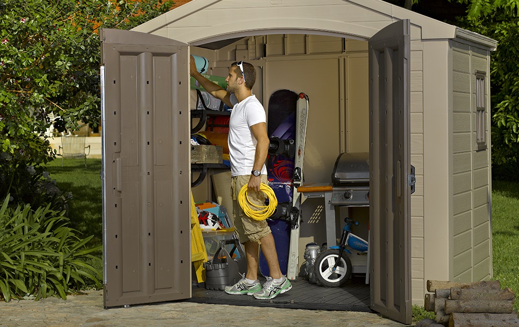 Keter Casetta da Giardino Factor 8x6 Beige - 256,5 x 182 x 243 cm, Doppia Anta, Resistente agli Agenti Atmosferici