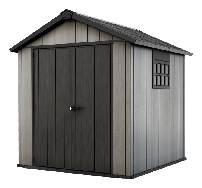 Keter Oakland 757 Casetta da Giardino in DUOTECH Grigio con Porta Doppia Anta - 229x223,5x242 cm