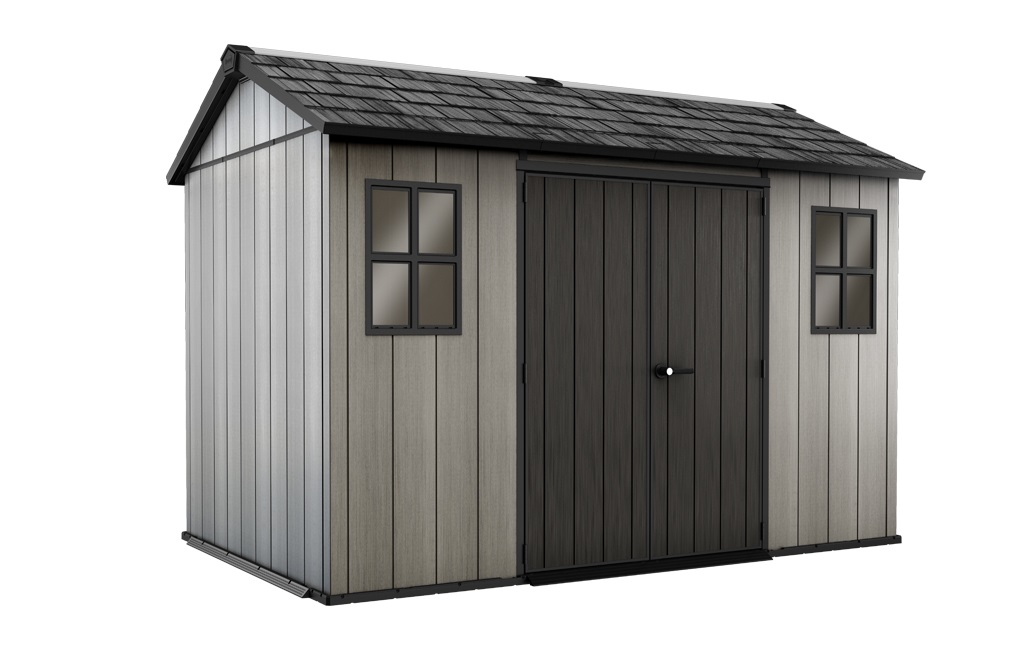 Keter Oakland 1175SD Casetta da Giardino in DUOTECH Grigia con Porta Doppia Anta e 2 Finestre - 350x229x254 cm