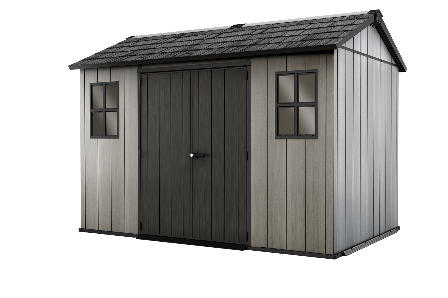 Keter Oakland 1175SD Casetta da Giardino in DUOTECH Grigia con Porta Doppia Anta e 2 Finestre - 350x229x254 cm