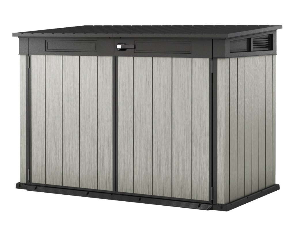 Keter Grande Store - Porta Attrezzi da Esterno in Duotech, Grigio, 190,5x109,3x132,5 cm, Capacità 2020 Litri