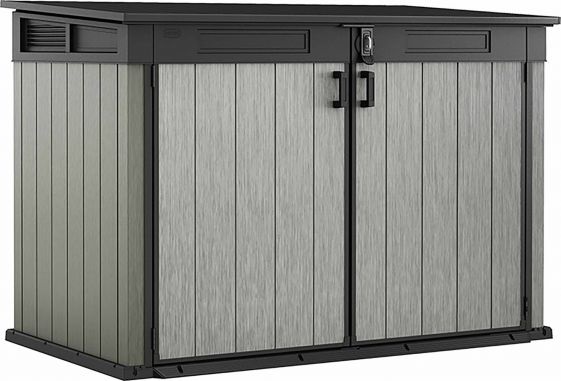 Keter Grande Store - Porta Attrezzi da Esterno in Duotech, Grigio, 190,5x109,3x132,5 cm, Capacità 2020 Litri