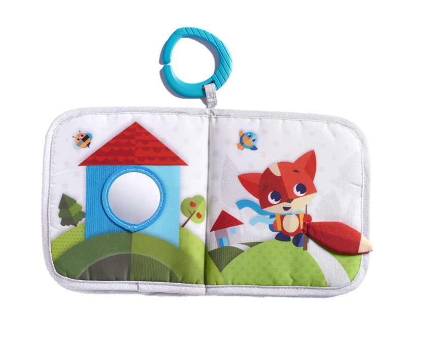 Tiny Love Where Do I Travel - Libro Primi Mesi in Tessuto con Gancio per Passeggino, Sonaglio e Massaggiagengive per Neonati e Bambini